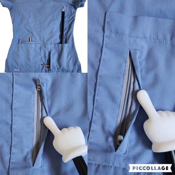 Grey's Anatomy Active Blue Short Sleeve 4 Pocket Scrub Top Size XS - Picture 7 of 11